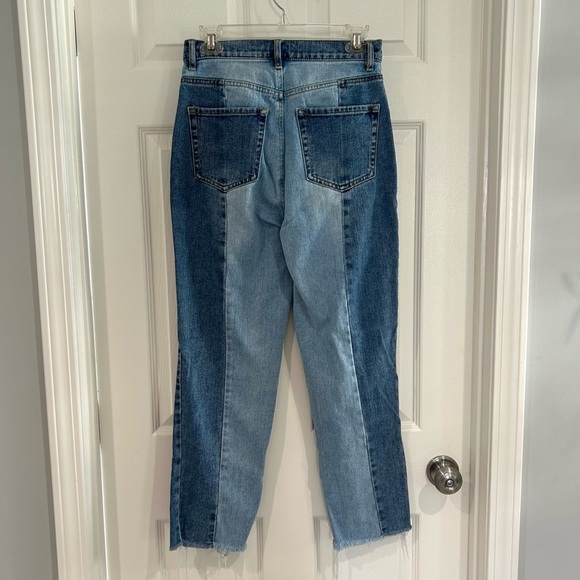 PacSun Women High Rise Straight Leg Jean Denim Sz 26 Two Tone Button Fly Raw Hem - Picture 7 of 12